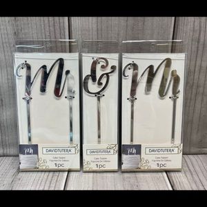 David Tutera Wedding Cake Topper Mr & Mr 3 Seperate Pieces Mirrored Look